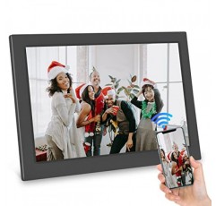 디지털 액자, 10.1인치 WiFi 디지털 액자, 16GB 카드, IPS 터치스크린이 포함된 전자 액자, 자동 회전, Frameo 앱을 통한 즉석 사진 및 비디오 공유(블랙)