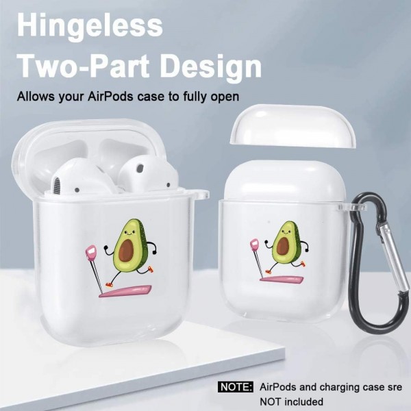 LuGeKe Apple Airpods 1 & 2 케이스(키체인 포함) Sweet Avocado4 디자인이 포함된 Airpods 2용 귀여운 부드러운 투명 충격 방지 보호 케이스