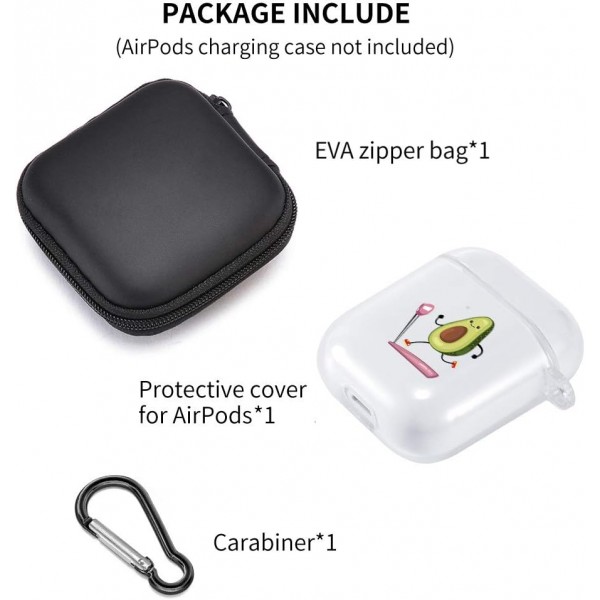 LuGeKe Apple Airpods 1 & 2 케이스(키체인 포함) Sweet Avocado4 디자인이 포함된 Airpods 2용 귀여운 부드러운 투명 충격 방지 보호 케이스