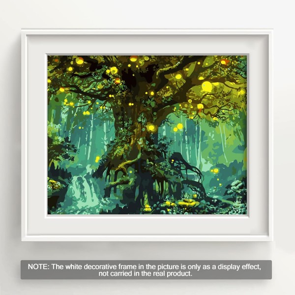 Bougimal Paint by Numbers Adult Landscape With Frames 포함 브러시 및 아크릴 페인트 - 40 x 50 cm Old Magic Tree 1 Without Frame