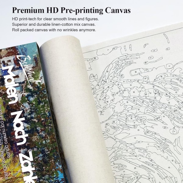 Bougimal Paint by Numbers Adult Landscape With Frames 포함 브러시 및 아크릴 페인트 - 40 x 50 cm Old Magic Tree 1 Without Frame