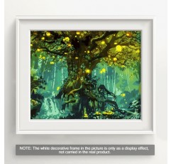 Bougimal Paint by Numbers Adult Landscape With Frames 포함 브러시 및 아크릴 페인트 - 40 x 50 cm Old Magic Tree 1 Without Frame