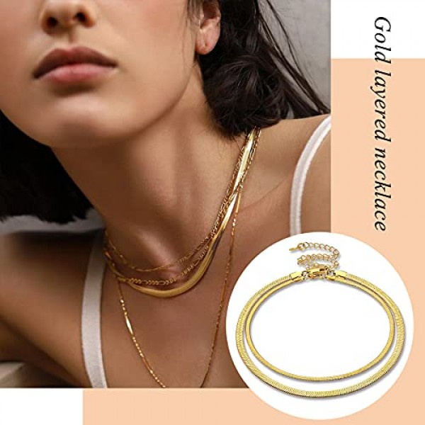 Bestyle 여성용 스네이크 체인 목걸이 스테인레스 스틸 폭 2 mm/5 mm, 실버/골드/로즈 골드