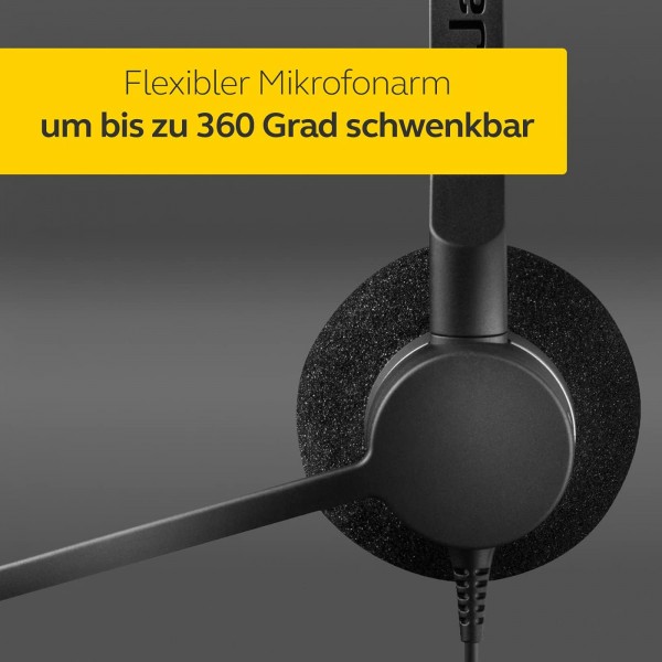 Jabra Biz 2300 USB-A MS 온이어 모노 헤드셋 - 소프트폰 및 탁상 전화기용 컨트롤 유닛이 포함된 Skype for Business 인증 소음 제거 유선 헤드폰, 검은색 USB-A Microsoft Mono