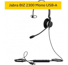 Jabra Biz 2300 USB-A MS 온이어 모노 헤드셋 - 소프트폰 및 탁상 전화기용 컨트롤 유닛이 포함된 Skype for Business 인증 소음 제거 유선 헤드폰, 검은색 USB-A Microsoft Mono