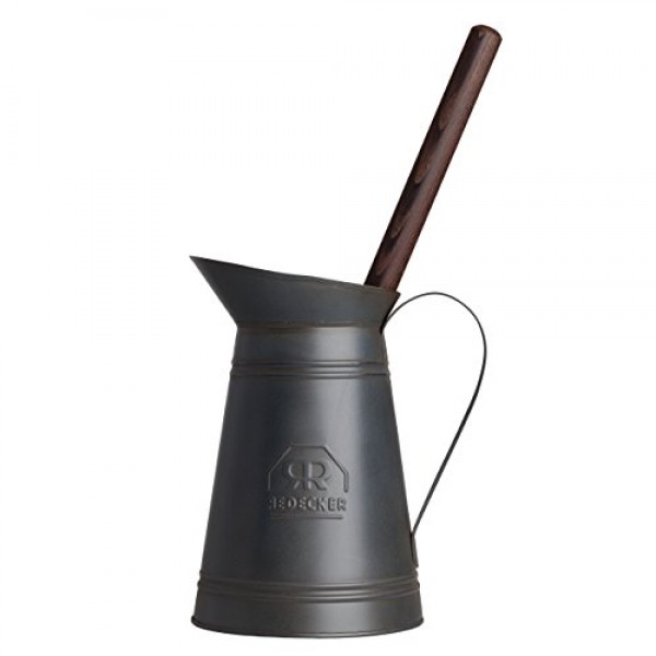 Redecker 다크 코팅 금속 변기 브러쉬 세트, 고급 나일론 변기 브러쉬, 기름칠된 열목 손잡이, 교체 가능한 헤드, 손잡이와 주둥이가 있는 빈티지 디자인, 독일산