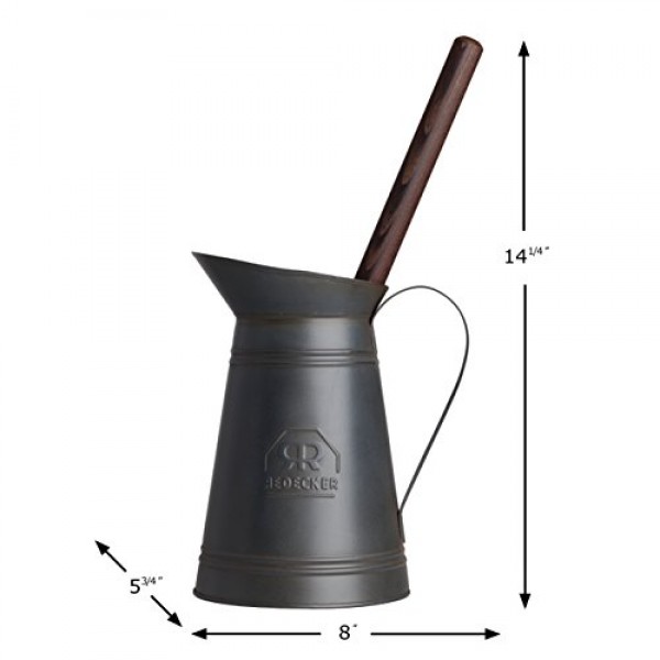 Redecker 다크 코팅 금속 변기 브러쉬 세트, 고급 나일론 변기 브러쉬, 기름칠된 열목 손잡이, 교체 가능한 헤드, 손잡이와 주둥이가 있는 빈티지 디자인, 독일산