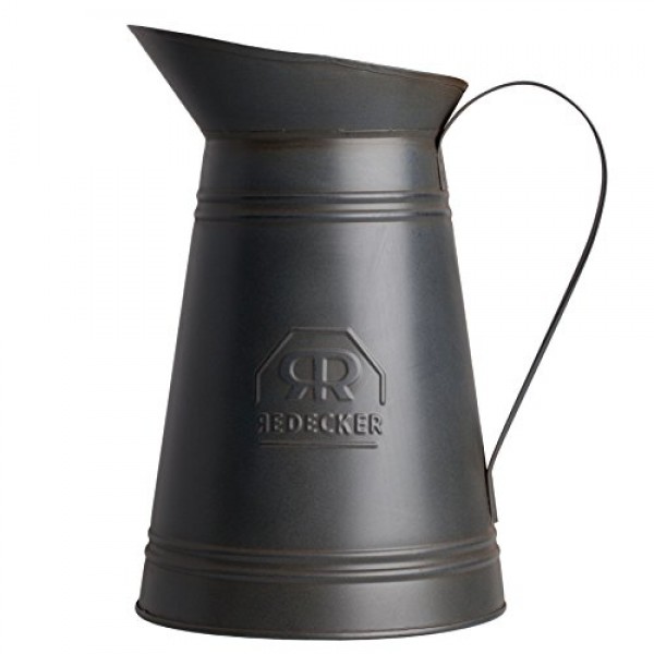 Redecker 다크 코팅 금속 변기 브러쉬 세트, 고급 나일론 변기 브러쉬, 기름칠된 열목 손잡이, 교체 가능한 헤드, 손잡이와 주둥이가 있는 빈티지 디자인, 독일산