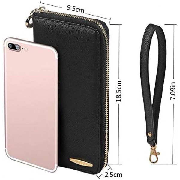 COCASES 지갑 여성 작은 지갑 RFID 보호 지갑 여성 많은 카드 슬롯 M 블랙