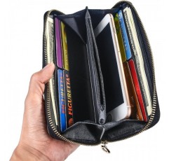 COCASES 지갑 여성 작은 지갑 RFID 보호 지갑 여성 많은 카드 슬롯 M 블랙