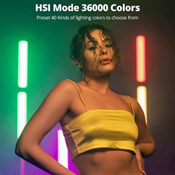 AMBITFUL A2 풀 컬러 RGB 튜브 조명, CRI 95 TLCI 97 정확한 색상, 2500K-8500K 조정 가능, RGB CCT HSI 모드, 29 Fx 조명 효과, 앱 제어 지원, 자석 디자인(A2)