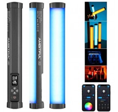 AMBITFUL A2 풀 컬러 RGB 튜브 조명, CRI 95 TLCI 97 정확한 색상, 2500K-8500K 조정 가능, RGB CCT HSI 모드, 29 Fx 조명 효과, 앱 제어 지원, 자석 디자인(A2)