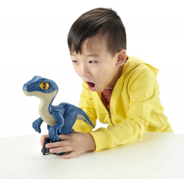 Fisher-Price Imaginext GWP07 - 쥬라기 월드 3 XL 다이노 랩터, 미취학 아동을 위한 초대형 공룡 피규어, 3~8세 랩터 공룡 장난감, 파란색