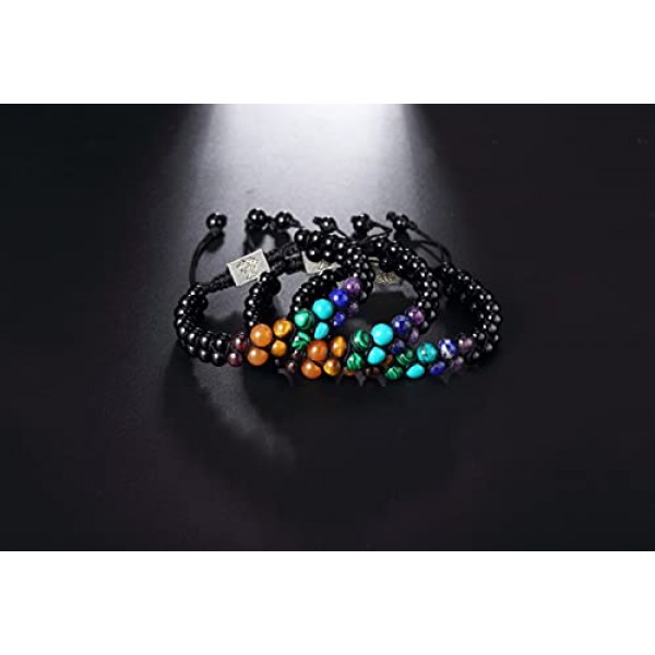 QINJIEJIE 7 차크라 정품 천연석 팔찌 여성 생명의 나무 진주 팔찌 차크라 보석 요가 팔찌 남성과 여성을위한 다채로운 더블 팔찌 Reiki 보석