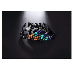 QINJIEJIE 7 차크라 정품 천연석 팔찌 여성 생명의 나무 진주 팔찌 차크라 보석 요가 팔찌 남성과 여성을위한 다채로운 더블 팔찌 Reiki 보석