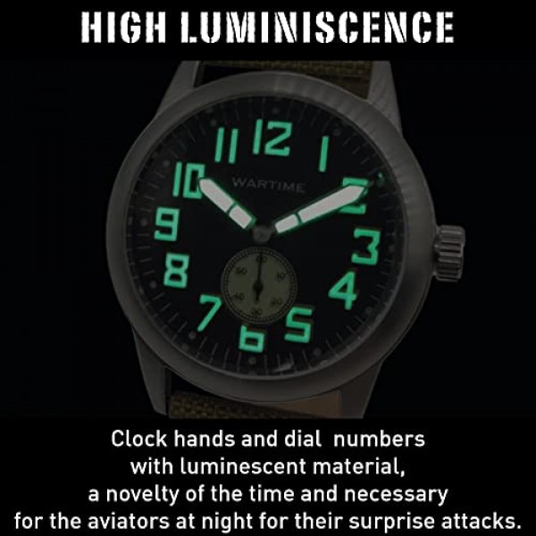 WTI 제2차 세계대전 군용 시계 - USAF 봄바디어 스위스 기계, 강철 케이스, 고광도 바늘 및 가죽 스트랩 10 ATM - 한정판 번호 500개