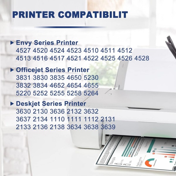 BJTR 302XL 재생산 잉크 카트리지 교체 HP DeskJet 2138 1111 2132 3638 3630 Envy 4510 4524 4528 4513 Officejet 3831 3833 6260XL(3833 6260XL) 프린터와 호환되는 HP 302XL용 교체
