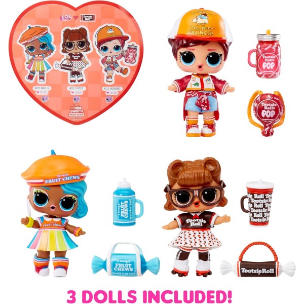 ㅋㅋㅋ. 놀라다! Loves Mini Sweets Deluxe Series 3 - TOOTSIE - 한정판 캔디 테마 인형 3개, 재미있는 액세서리 및 Water Suprise 포함 - 4세 이상 어린이에게 적합한 수집용 인형