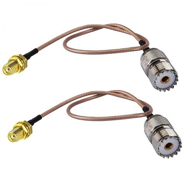 Wouxun Baofeng Quasheng Linton용 휴대용 안테나 케이블 - UHF 베이스 및 모바일 안테나용 어댑터 - SMA 암 - UHF SO-239 암 커넥터 6인치 2개 팩