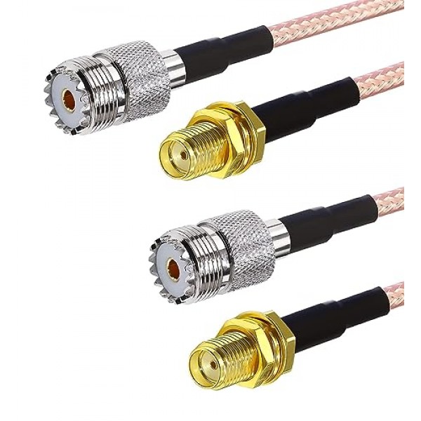 Wouxun Baofeng Quasheng Linton용 휴대용 안테나 케이블 - UHF 베이스 및 모바일 안테나용 어댑터 - SMA 암 - UHF SO-239 암 커넥터 6인치 2개 팩