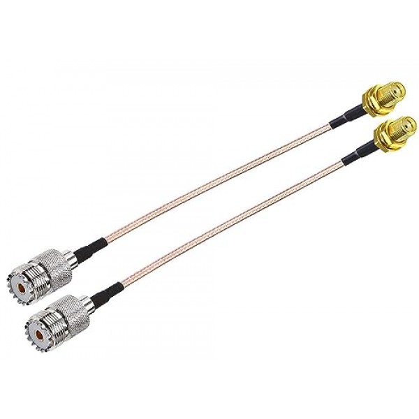 Wouxun Baofeng Quasheng Linton용 휴대용 안테나 케이블 - UHF 베이스 및 모바일 안테나용 어댑터 - SMA 암 - UHF SO-239 암 커넥터 6인치 2개 팩