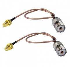 Wouxun Baofeng Quasheng Linton용 휴대용 안테나 케이블 - UHF 베이스 및 모바일 안테나용 어댑터 - SMA 암 - UHF SO-239 암 커넥터 6인치 2개 팩