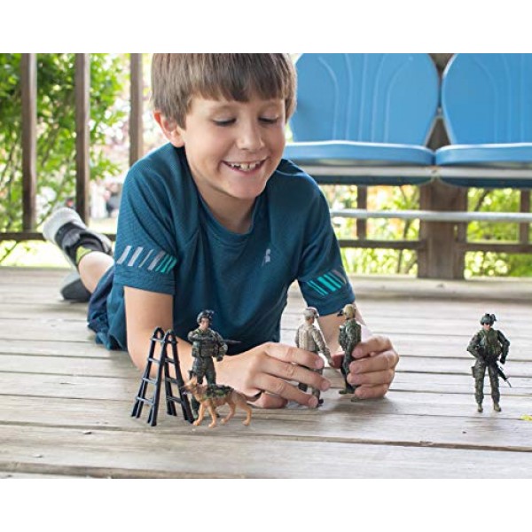 Sunny Days Entertainment 엘리트 포스 육군 레인저 액션 피규어 - 5팩 군용 장난감 군인 플레이 세트 | 사실적인 장비 및 액세서리