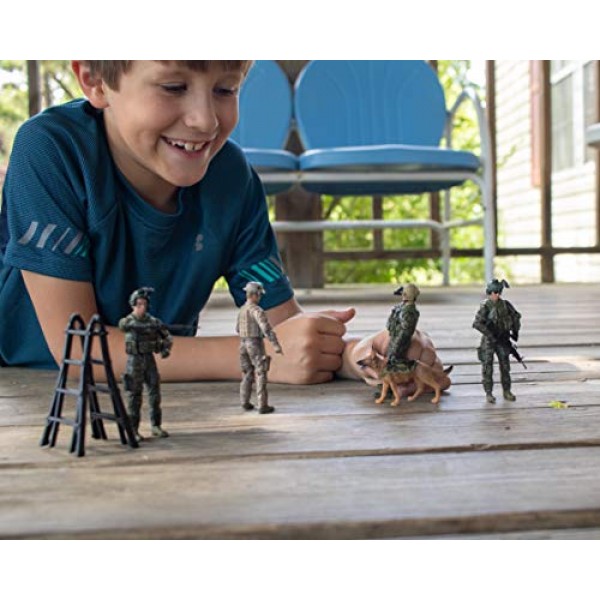 Sunny Days Entertainment 엘리트 포스 육군 레인저 액션 피규어 - 5팩 군용 장난감 군인 플레이 세트 | 사실적인 장비 및 액세서리