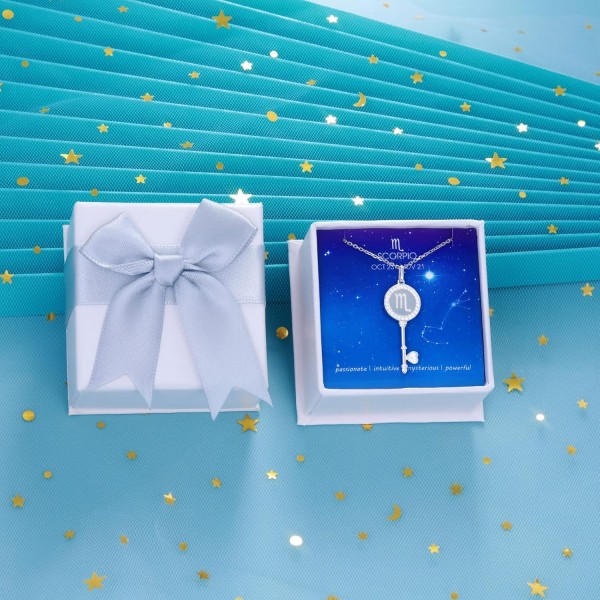 Presentski 별자리 키 펜던트 조디악 목걸이 - 여성을 위한 925 스털링 실버 별자리 목걸이 12 표지판 별자리 점성술 목걸이 여성을 위한 보석 선물 소녀 전갈자리(10월 23일