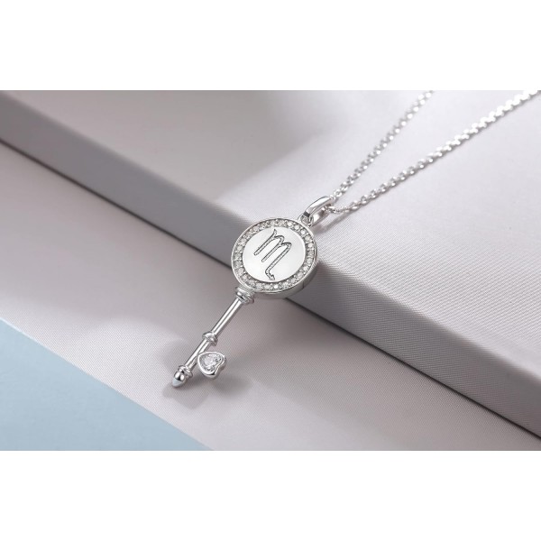 Presentski 별자리 키 펜던트 조디악 목걸이 - 여성을 위한 925 스털링 실버 별자리 목걸이 12 표지판 별자리 점성술 목걸이 여성을 위한 보석 선물 소녀 전갈자리(10월 23일