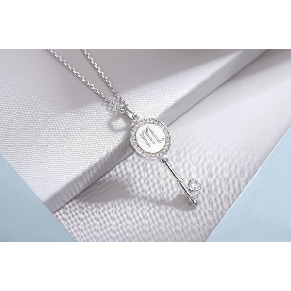 Presentski 별자리 키 펜던트 조디악 목걸이 - 여성을 위한 925 스털링 실버 별자리 목걸이 12 표지판 별자리 점성술 목걸이 여성을 위한 보석 선물 소녀 전갈자리(10월 23일