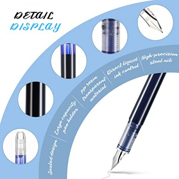 40팩 일회용 만년필 세트, 컬러 잉크 Extra Fine Nib 클래식 디자인 저널링용 대용량 서예 펜, 스케치, 쓰기용 사무용품