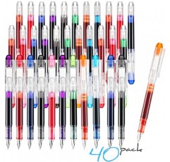 40팩 일회용 만년필 세트, 컬러 잉크 Extra Fine Nib 클래식 디자인 저널링용 대용량 서예 펜, 스케치, 쓰기용 사무용품