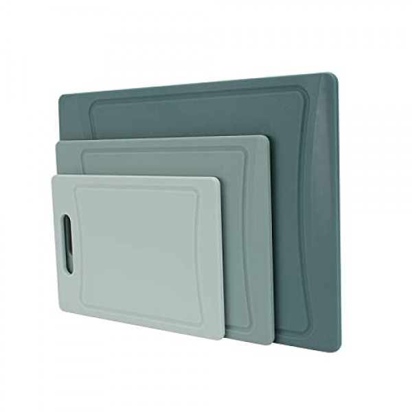 COOK WITH COLOR 도마 세트 - 3개 주방 도마 세트 - 고기, 야채, 과일용 미끄럼 방지 바닥이 있는 대형, 중형 및 소형 도마, 잡기 쉬운 손잡이(민트)