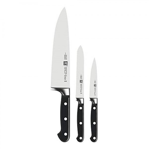 ZWILLING Professional S 3피스 Razor-Sharp 독일 스타터 나이프 세트, 거의 300년 동안 완벽해진 특수 포뮬러 스틸을 사용하여 회사 소유의 독일 공장에서 제작, 식기세척기 사용