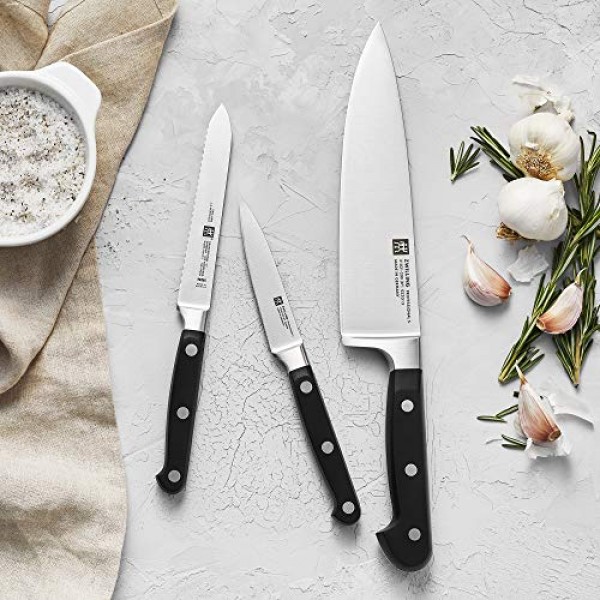 ZWILLING Professional S 3피스 Razor-Sharp 독일 스타터 나이프 세트, 거의 300년 동안 완벽해진 특수 포뮬러 스틸을 사용하여 회사 소유의 독일 공장에서 제작, 식기세척기 사용