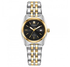 Citizen 여성용 클래식 코르소 에코드라이브 시계, 스테인리스 스틸, 바늘 3개 날짜, 야광 바늘