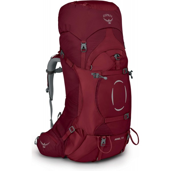 Osprey 유럽 Ariel 55 여성용 배낭 팩 WM/L Claret Red