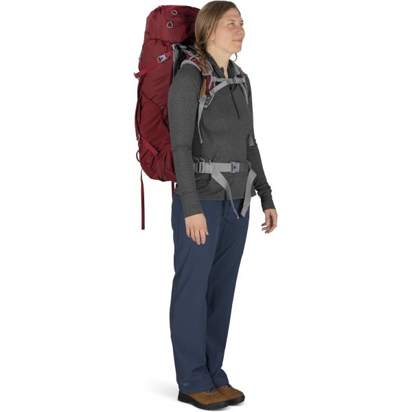 Osprey 유럽 Ariel 55 여성용 배낭 팩 WM/L Claret Red