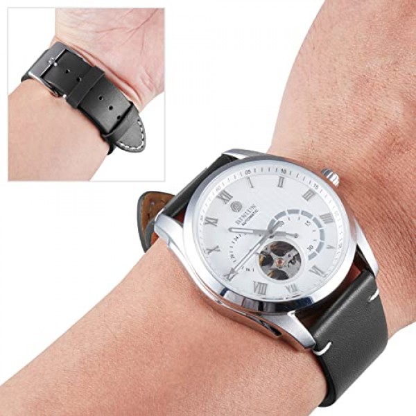BINLUN 가죽 시계 밴드 교체 퀵 릴리스 정품 가죽 시계 스트랩 12mm 14mm 16mm 18mm 20mm 22mm 또는 24mm 남성 및 여성용 블랙/브라운/라이트 브라운/오렌지