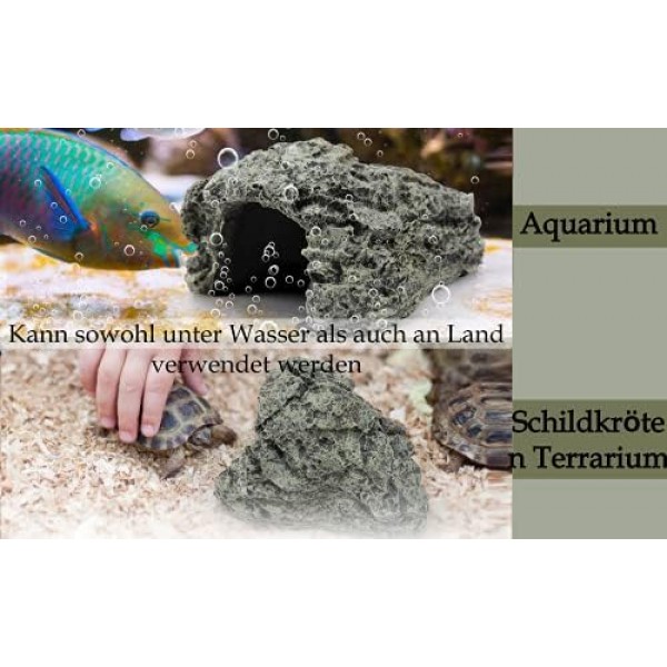 HEEPDD 파충류 테라리움 동굴 장난감, 작은 도마뱀 거북이 양서류 물고기 (소형)를위한 수지 basking 플랫폼 숨겨진 서식지 수족관 테라리움 장식 장식