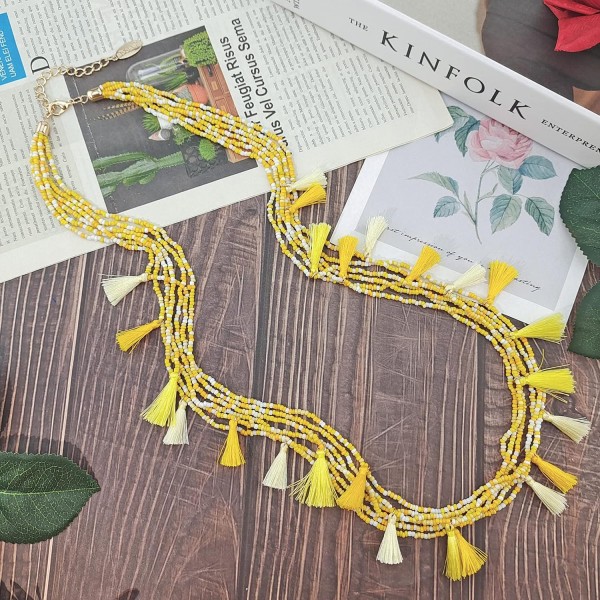 Bocar Long Multiple 6 Strand Handmade Beaded Statement 31