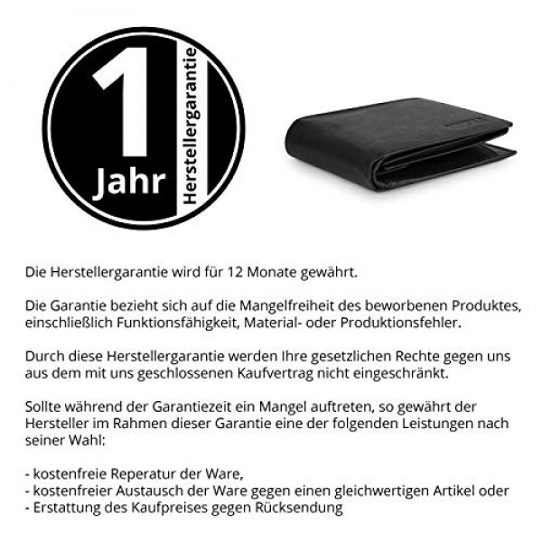 MOKIES G1608 남성용 지갑 - 정품 가죽 - RFID 및 NFC 보호 - 가로 형식 - 남성용 지갑, 블랙 - 1608, 클래식