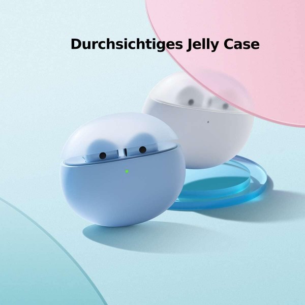 OPPO Enco Air2 무선 헤드폰, 충전 케이스 사용 시 재생 시간: 최대 24시간, 노이즈 캔슬링, Bass Boost, 게임 모드, 터치 + 탭 컨트롤, 무게: 이어버드당 3.5g, Bluetooth 5.2, 흰색