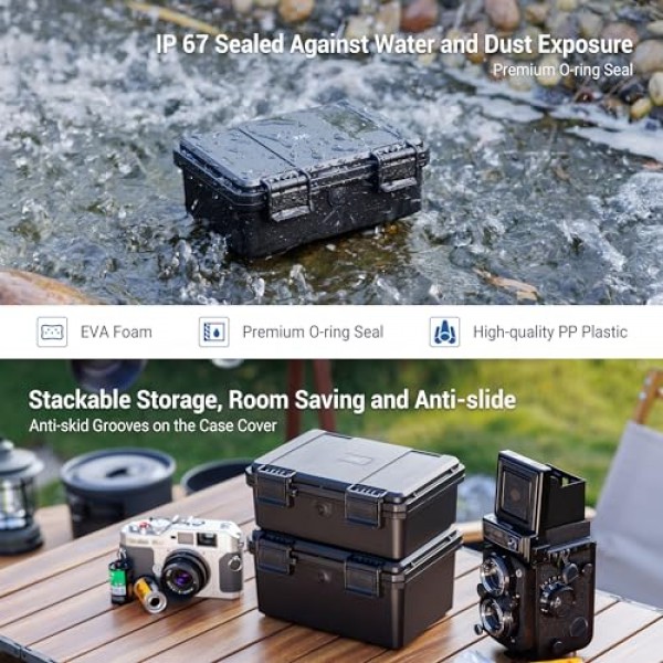 전문 방수 135 필름 케이스(15개 필름 용기 포함), IP 67 방수 35mm 필름 케이스 보관함(15롤용) 35mm 필름, 여행용 충격 방지 필름 롤 케이스 홀더(필름은 포함되지 않음)