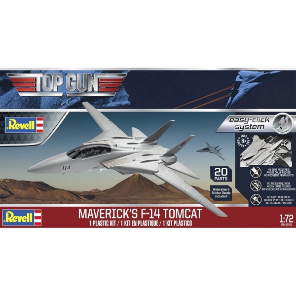 Revell Easy-Click 85-1268 Top Gun Maverick's F-14 Tomcat 1:72 스케일 20피스 스킬 레벨 2 모델 빌딩 비행기 키트