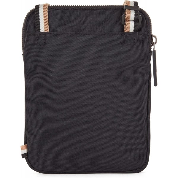 BOSS Mens Catch Phone 파우치 광택 로고가 있는 재활용 나일론 넥 파우치 Size Black