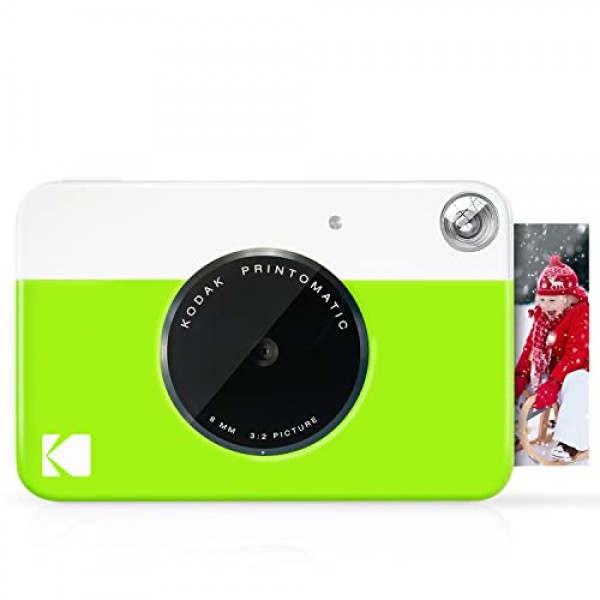 Kodak Printomatic 디지털 즉석 인쇄 카메라(검정색) 및 Printomatic 디지털 즉석 인쇄 카메라(녹색) 및 2x3 프리미엄 Zink 인화지(50매)(1팩)