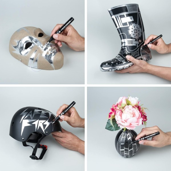 Molotow Liquid Chrome Marker 3개 세트(선폭 1.0, 2.0 및 4.0mm, 모형 제작, 그래피티 및 취미용 실제 거울 효과가 있는 특수 잉크) 크롬 단일 3개 세트