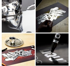 Molotow Liquid Chrome Marker 3개 세트(선폭 1.0, 2.0 및 4.0mm, 모형 제작, 그래피티 및 취미용 실제 거울 효과가 있는 특수 잉크) 크롬 단일 3개 세트